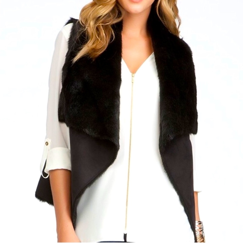 Bebe Suede and Faux Fur Vest
